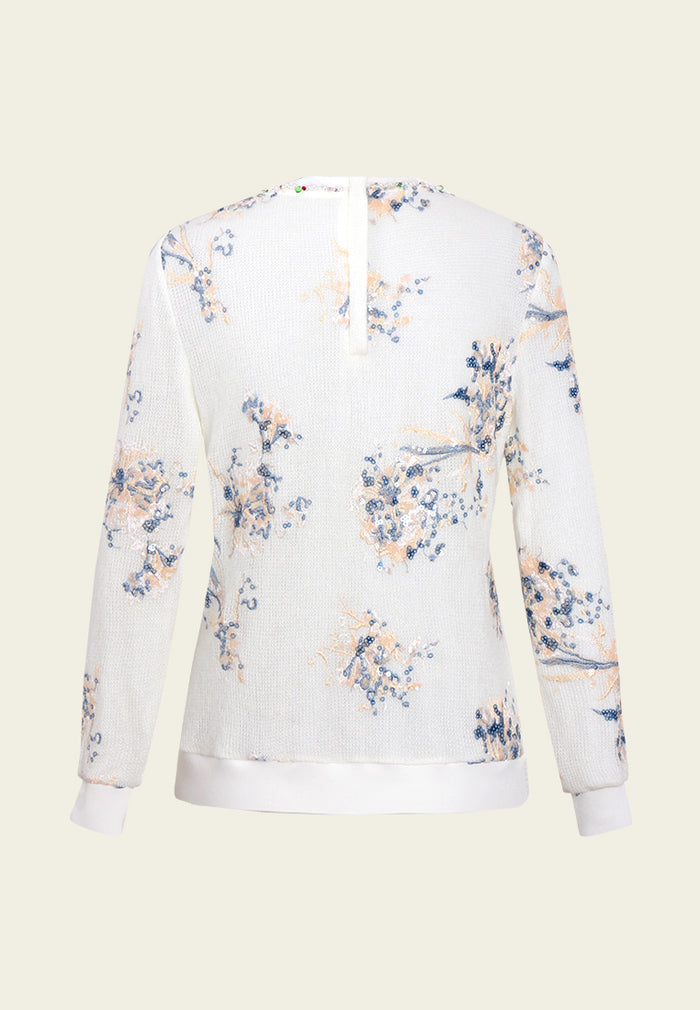 Embellished Floral-motif Sweatshirt