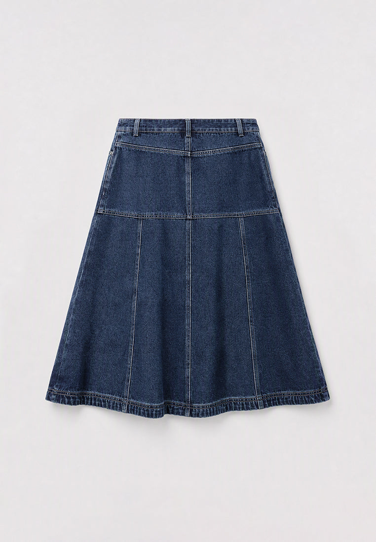 Bleu Denim Panneau A‑Line Skirt
