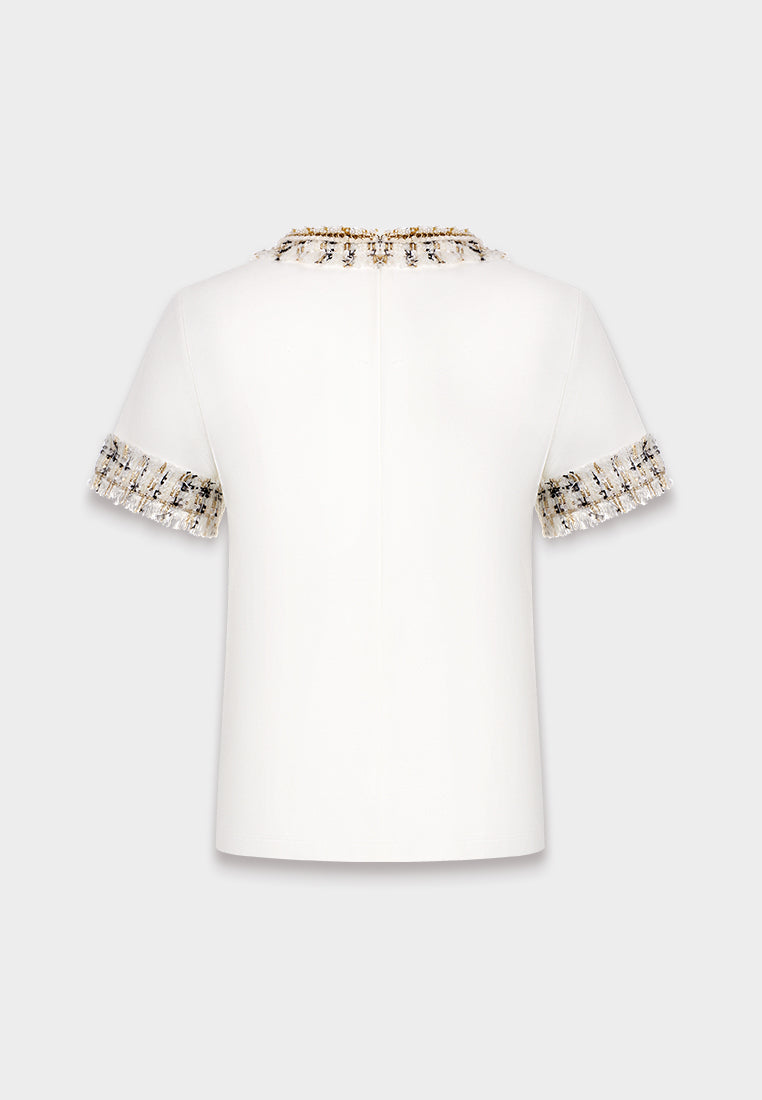 Tweed Fringe Embellished Tee