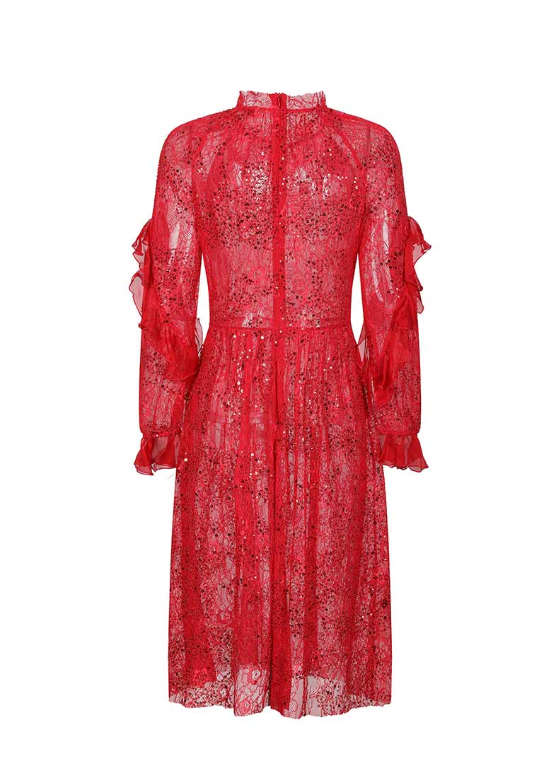 Rouge Dentelle Éclat Dress