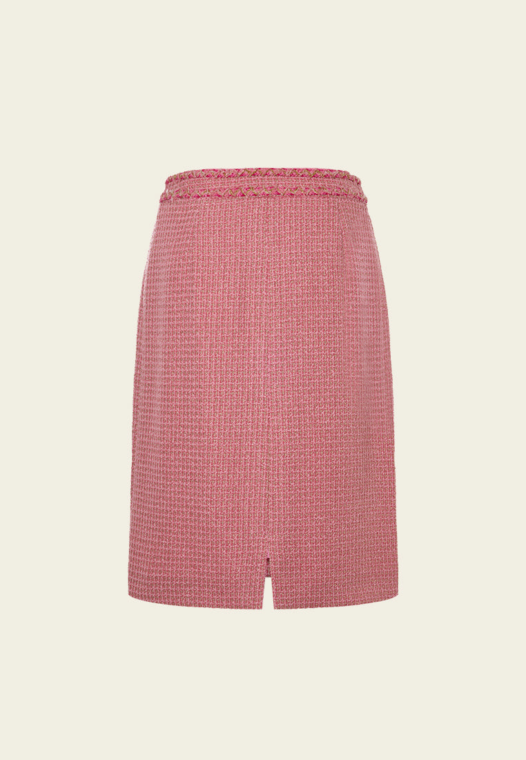 Frayed-trim Lurex-detail Tweed Midi skirt
