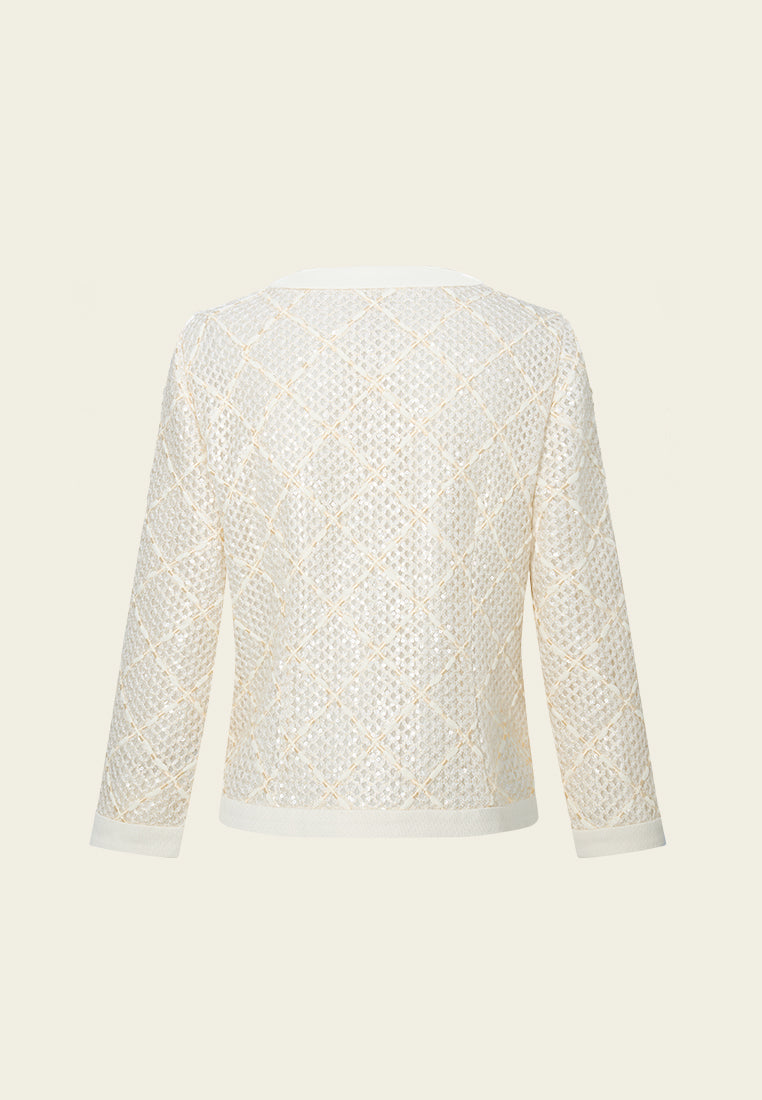 Diamond-pattern Pocketed Jacket