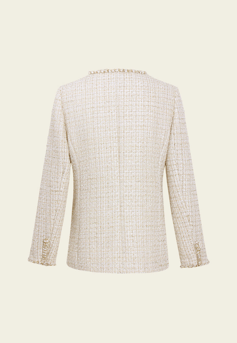 Braided-Trim Tweed Jacket