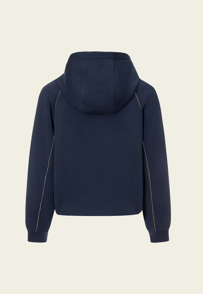 Crystal-embellished Sideseam Zip-up Hoodie