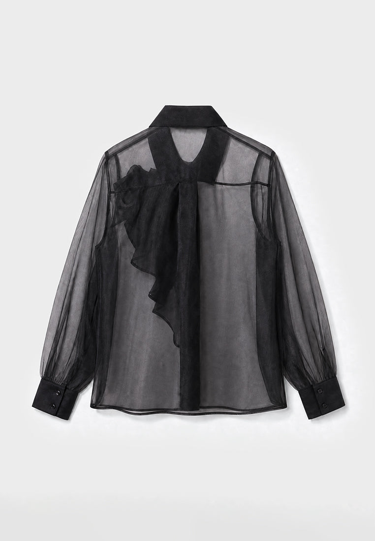 Noir Volant Majesté Sheer Blouse
