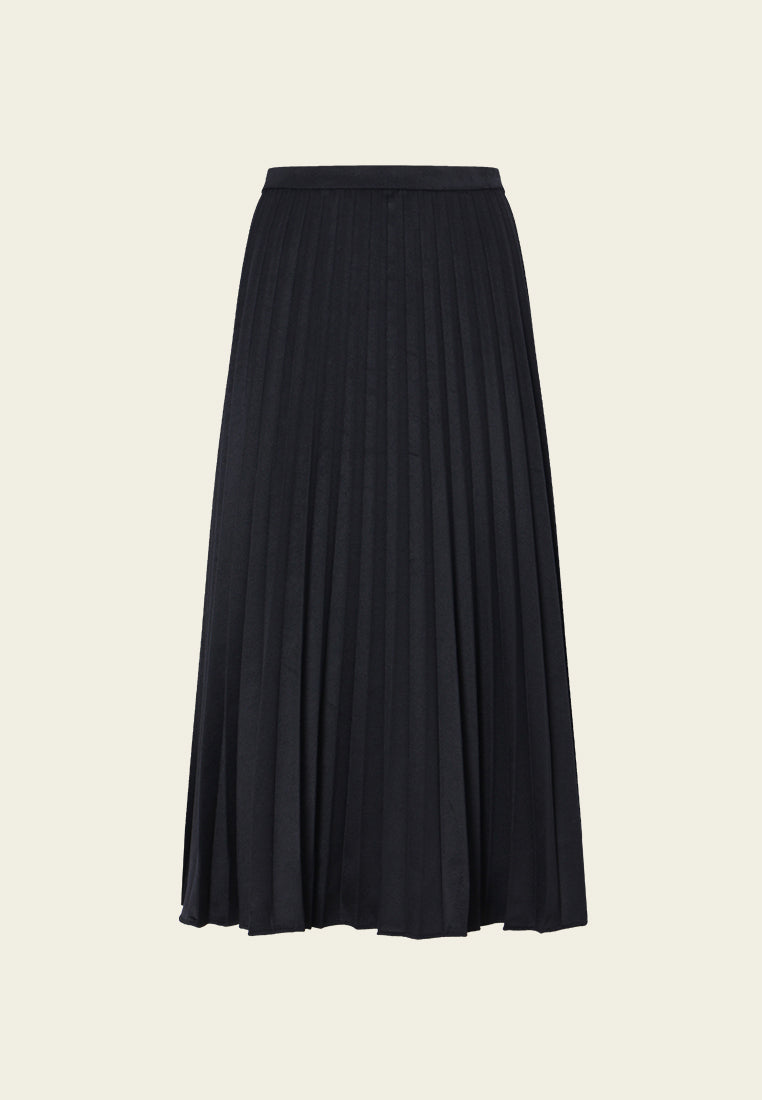 Plissé Noir Midi Skirt