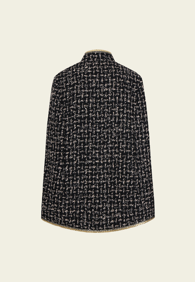 Noir Tissé Zip-Front Cape