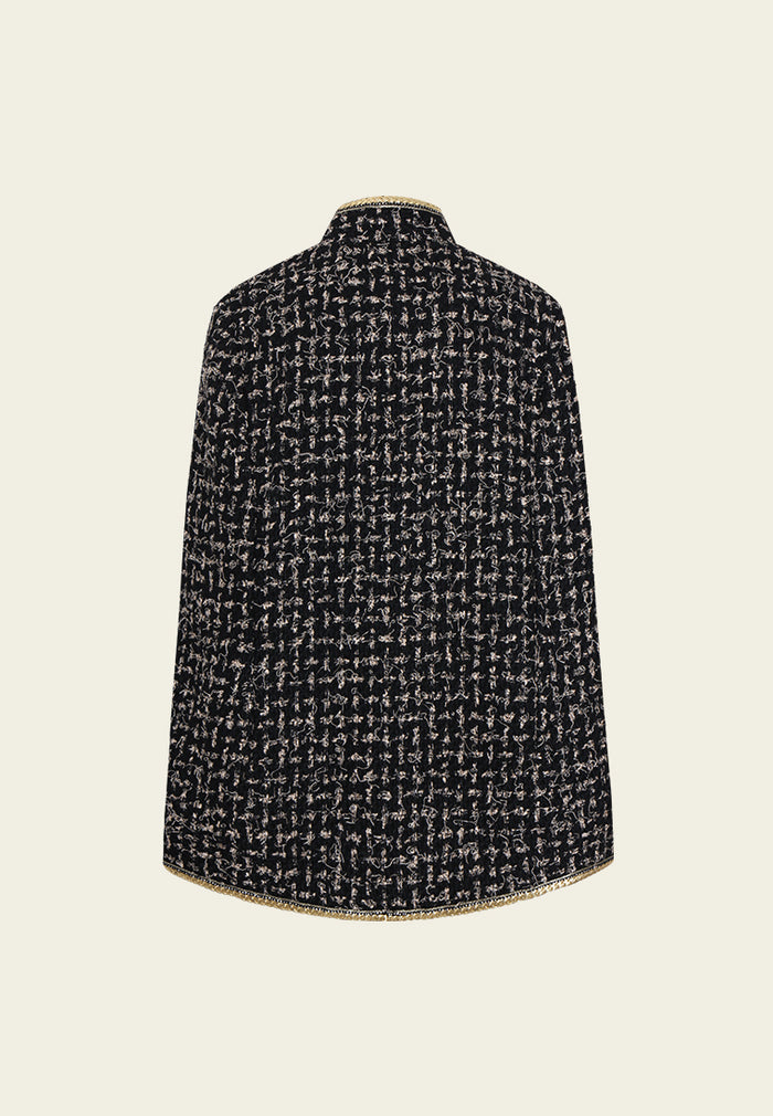 Noir Tissé Zip-Front Cape