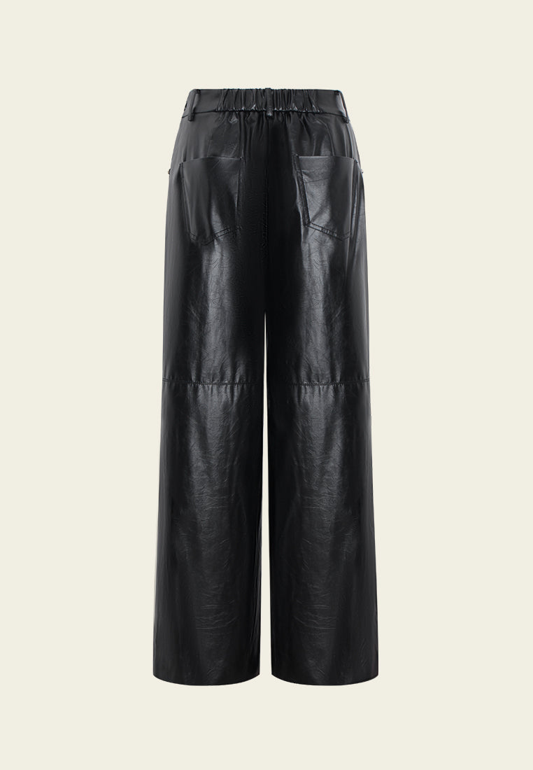Noir Cuir Wide-Leg Trousers