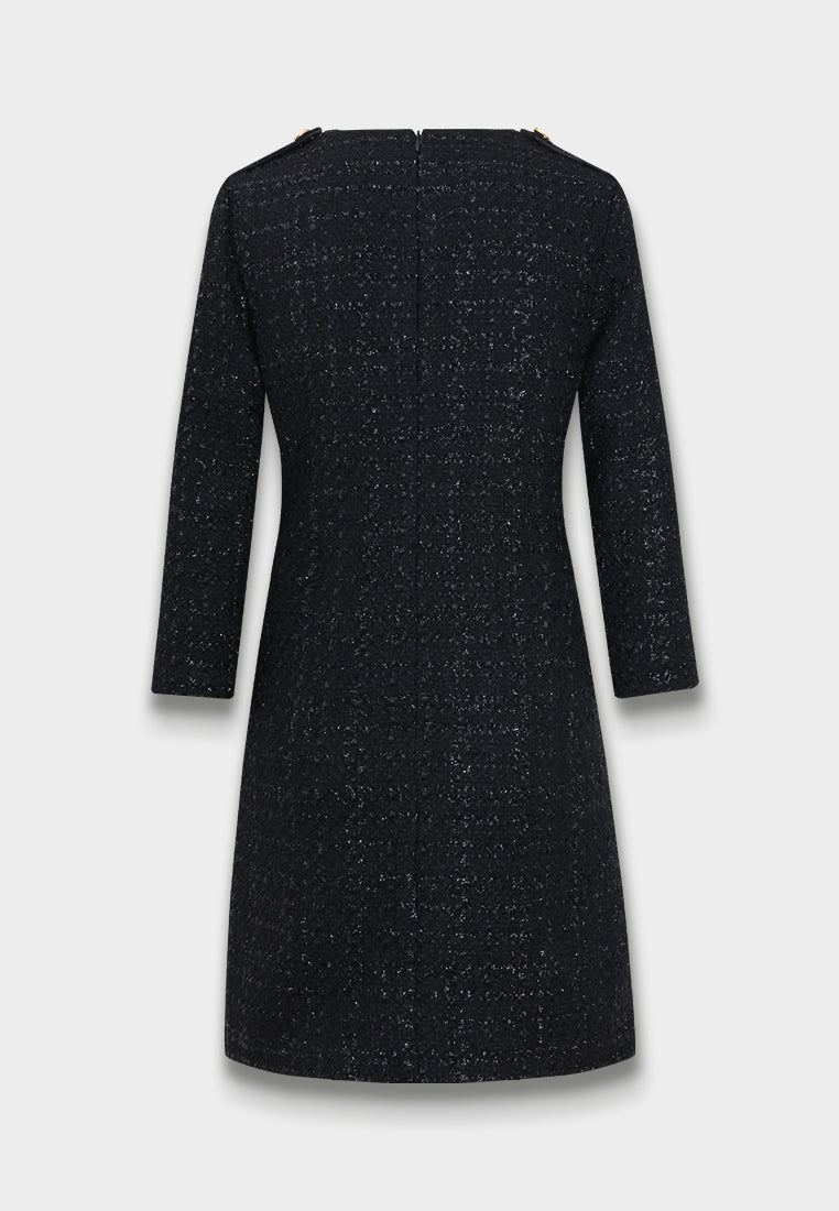 Noir Fleurie Robe en Tweed