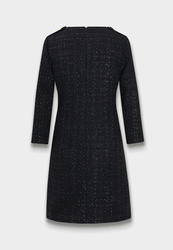 Noir Fleurie Robe en Tweed