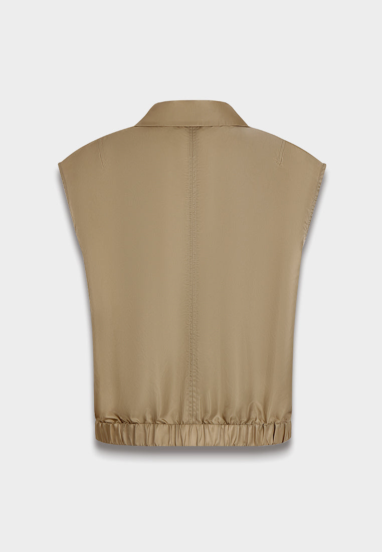 Beige Chic Zip Vest