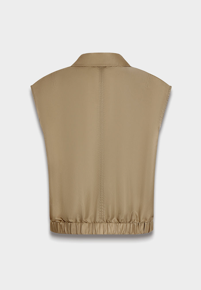 Beige Chic Zip Vest