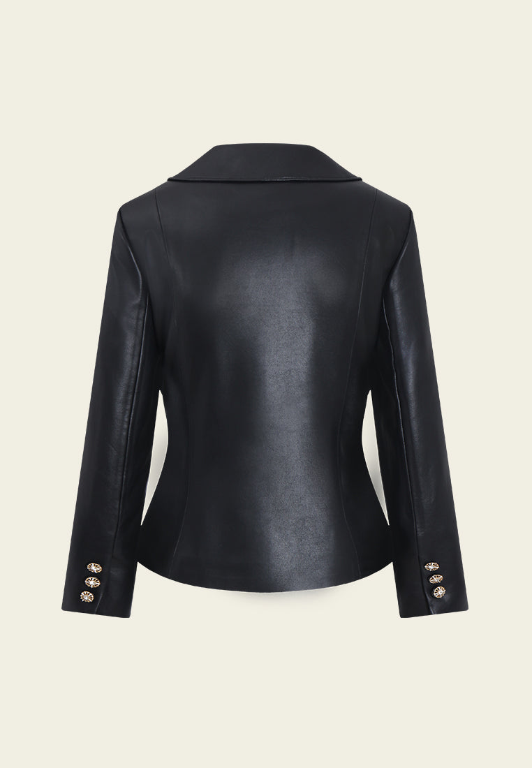 Velours Astra Buttoned Leather Jacket
