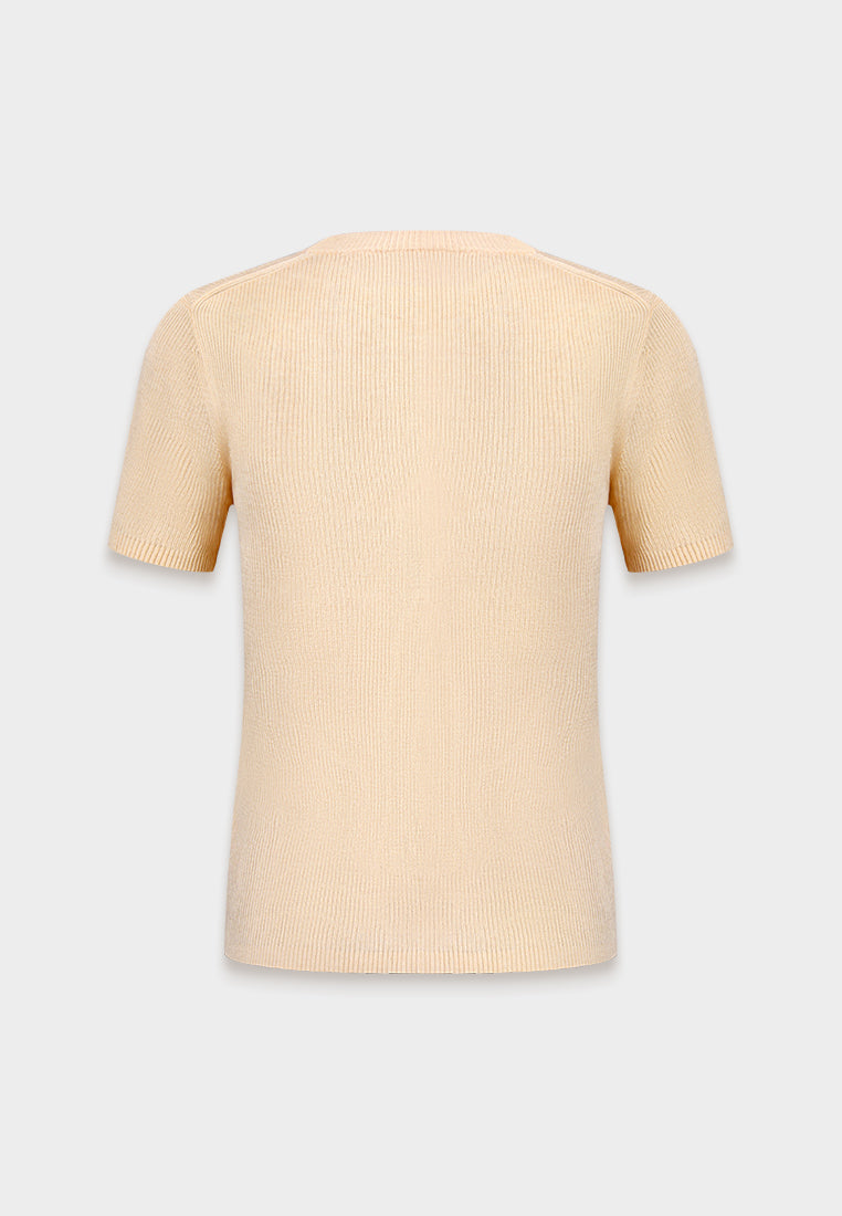 Champagne Signature Logo Ribbed Top