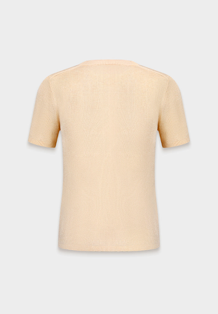 Champagne Signature Logo Ribbed Top