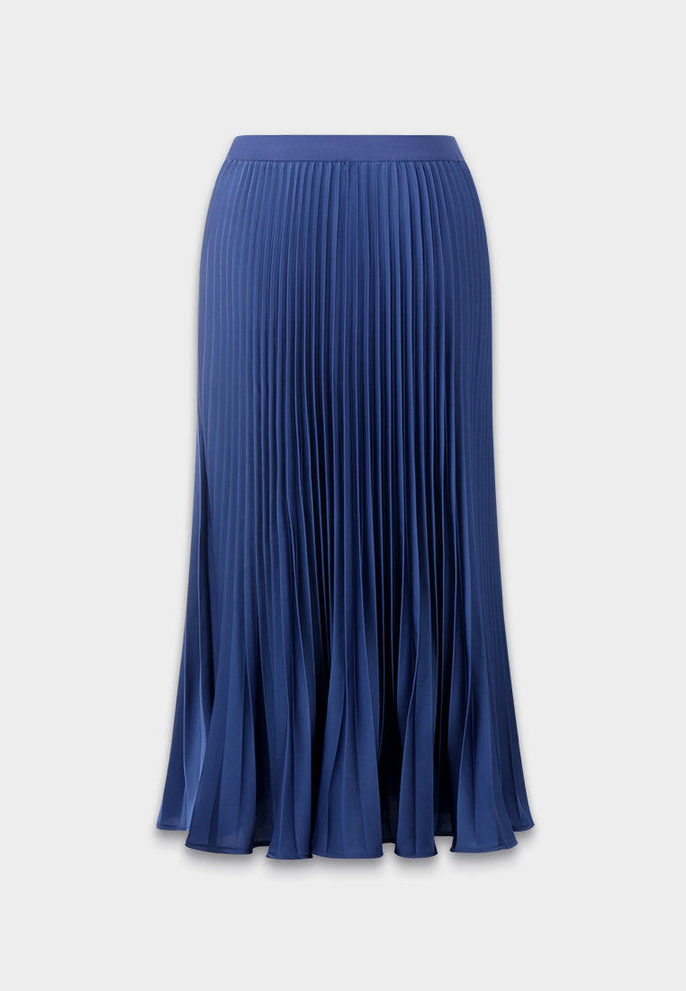 Silk Crepe Satin Pleated Skirt