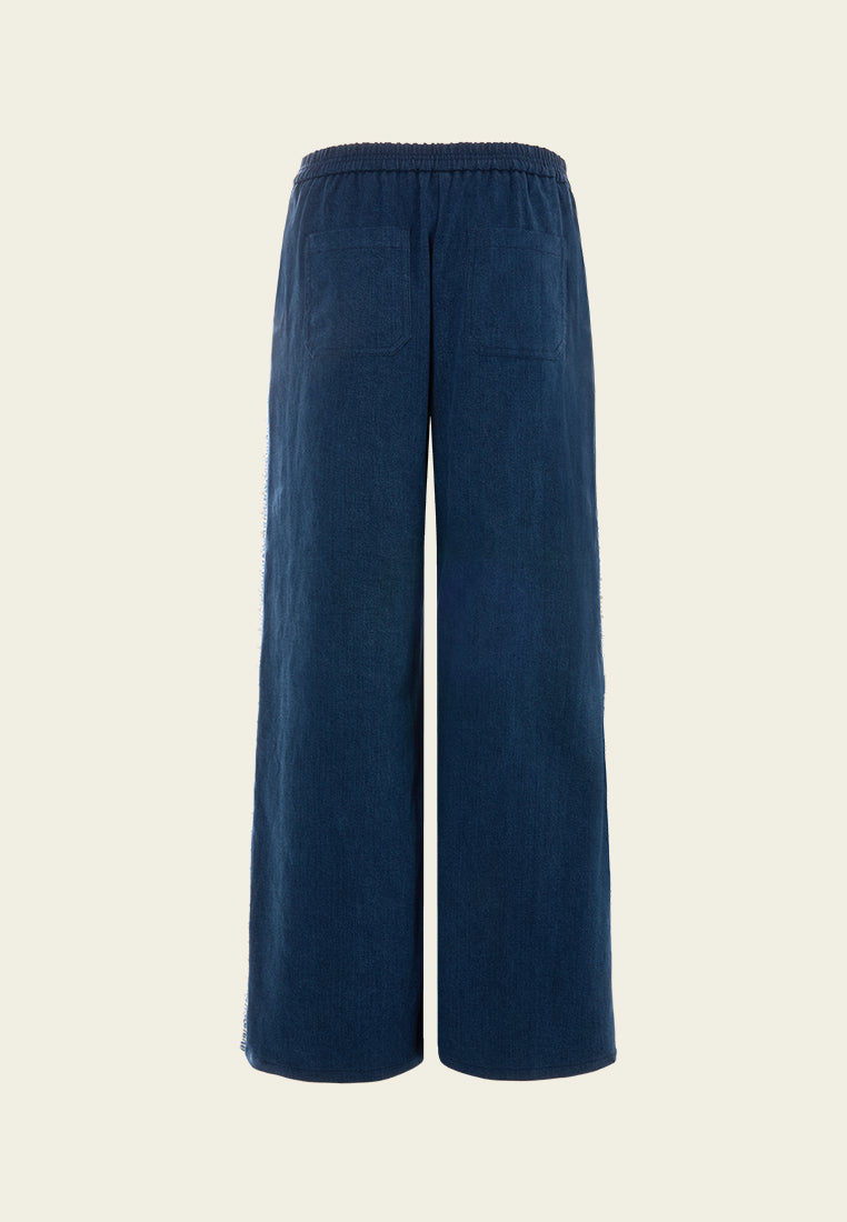Tweed-embellished Trim Straight-leg Jeans
