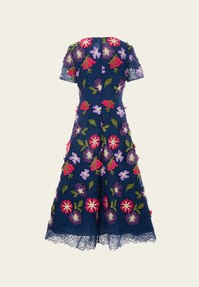 Appliqué Crochet-lace Maxi Dress