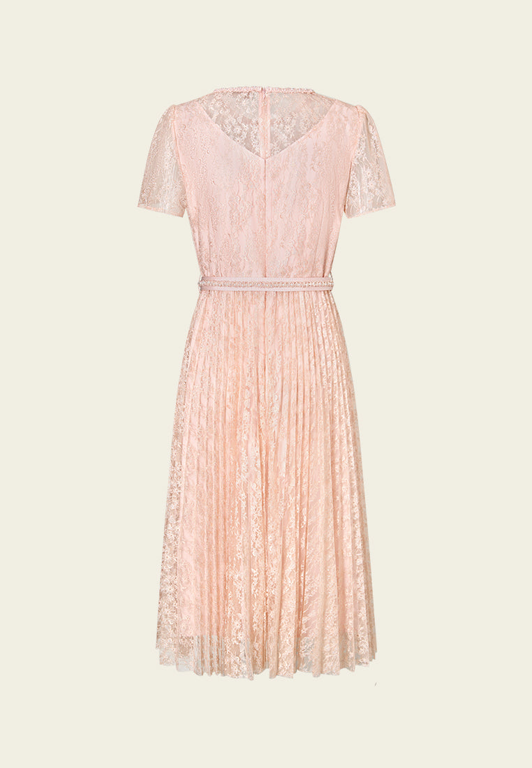Embellished-trim Lurex Mesh Lace Dress