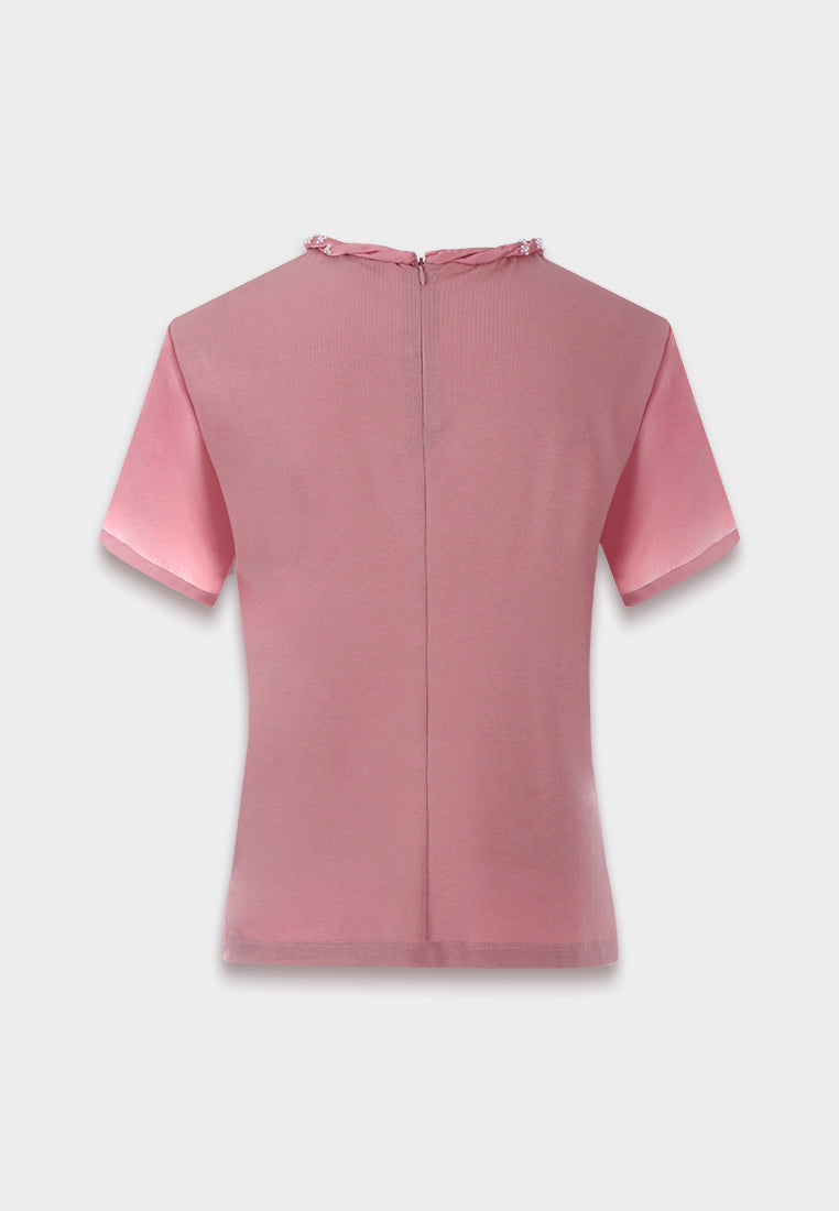 Silk Crepe Satin Embellished Blouse