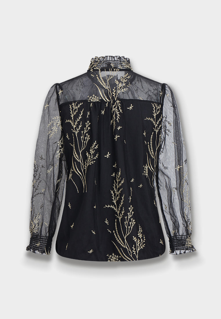 Broderie Dorée Tulle Blouse