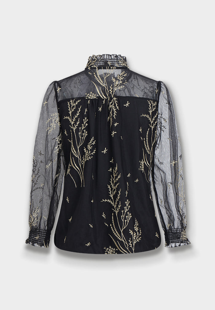 Broderie Dorée Tulle Blouse