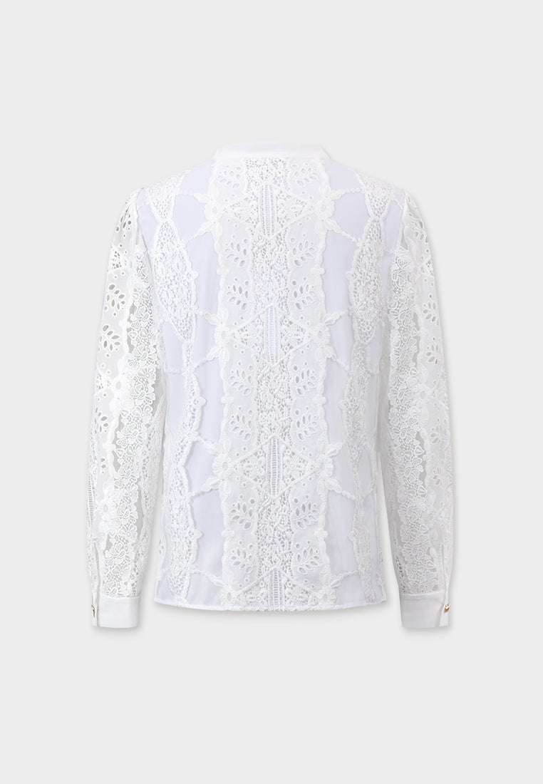 Ivory Dentelle Fleuris Blouse