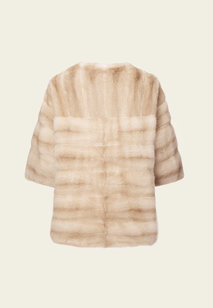 Ombré effect Panelled Fur Cropped Coat