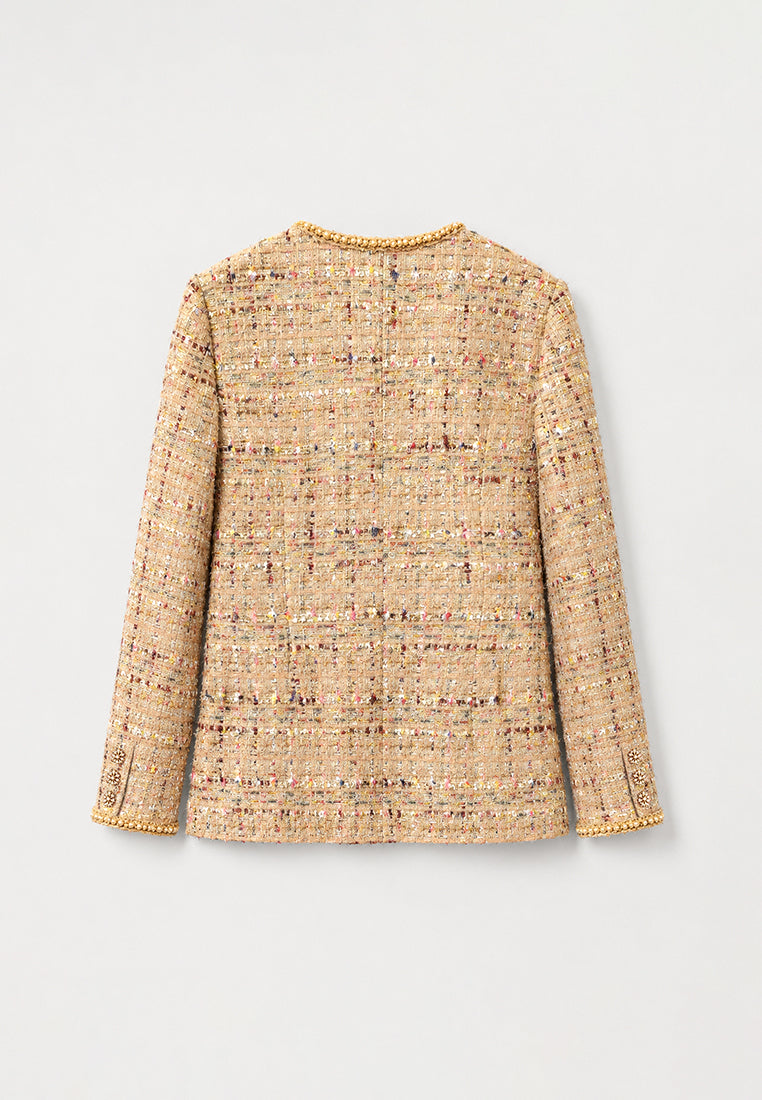 Beige Tweed Tresse Doré Jacket