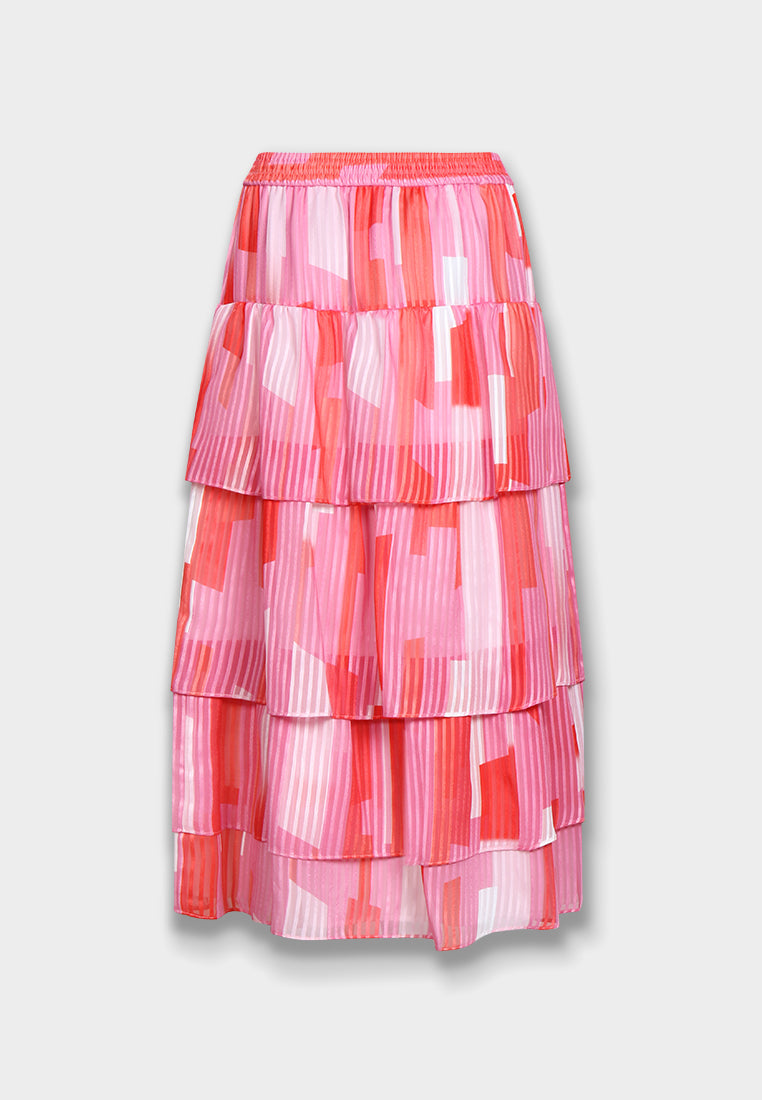 Fuchsia Flux Tiered Skirt