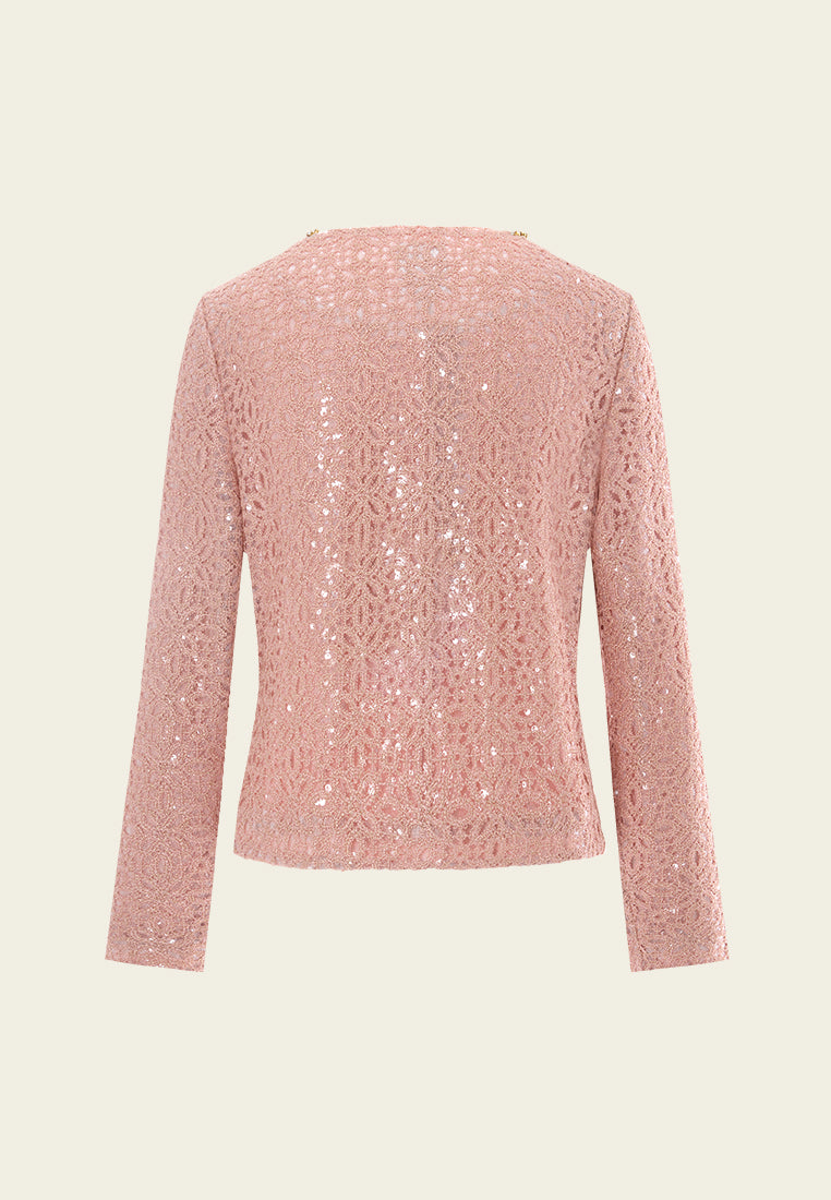 Lurex Crochet-lace Sequin-detail Jacket