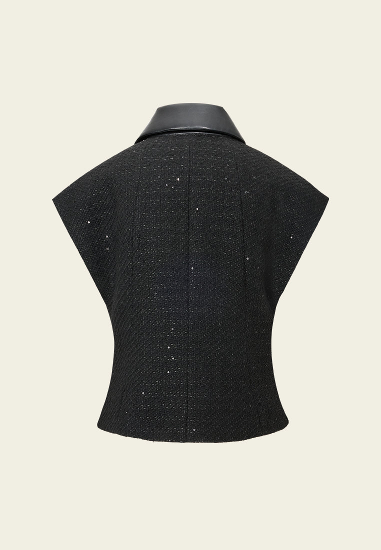 Structured Double-breasted Faux Leather Top