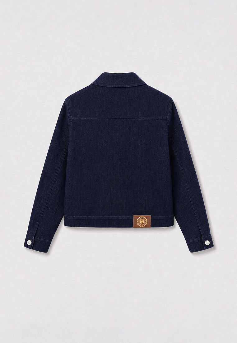 Bleu Denim Brodé Cristal Jacket