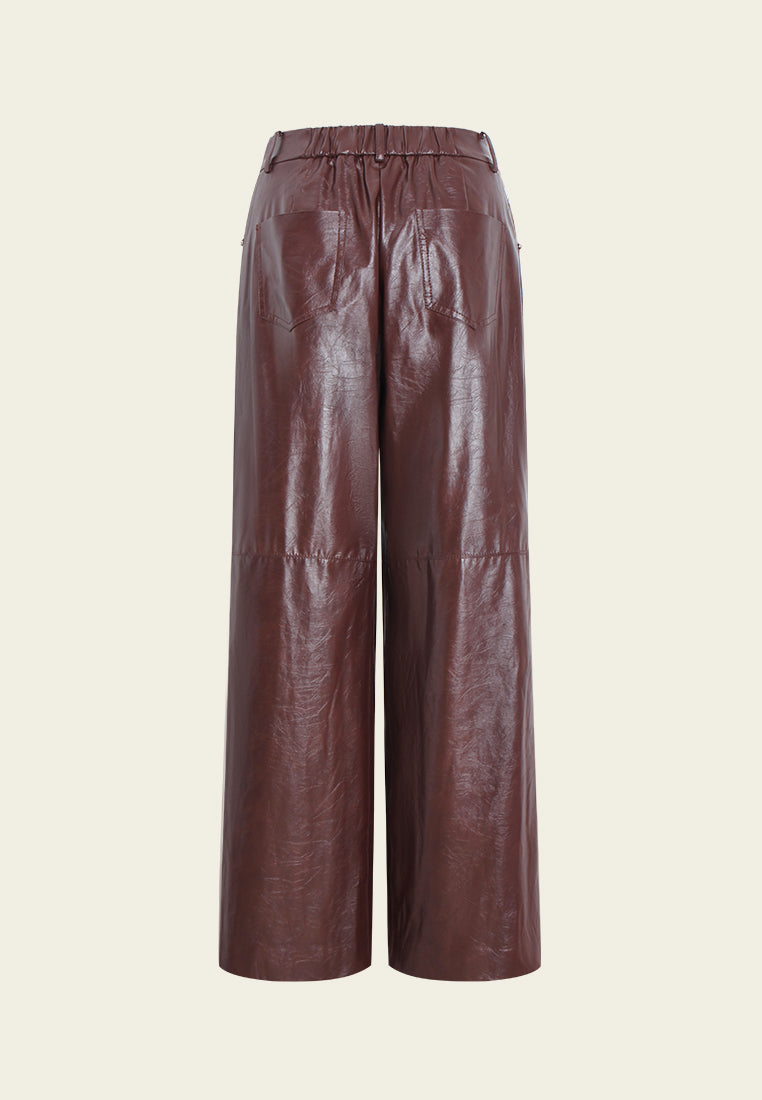 Noir Cuir Wide-Leg Trousers