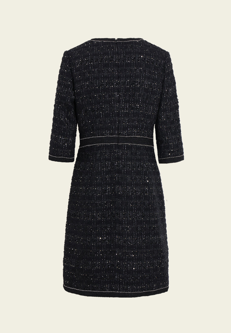 Bijou Button Tweed Dress