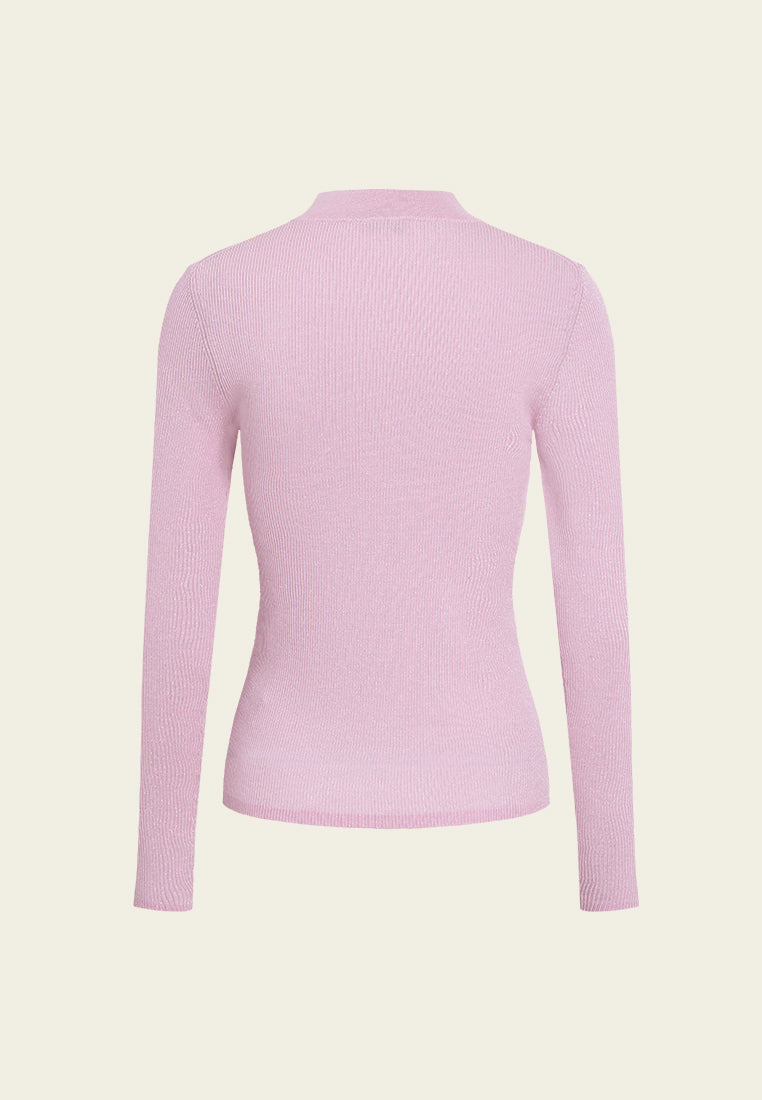 Ribbed Turtleneck Knit Sweater