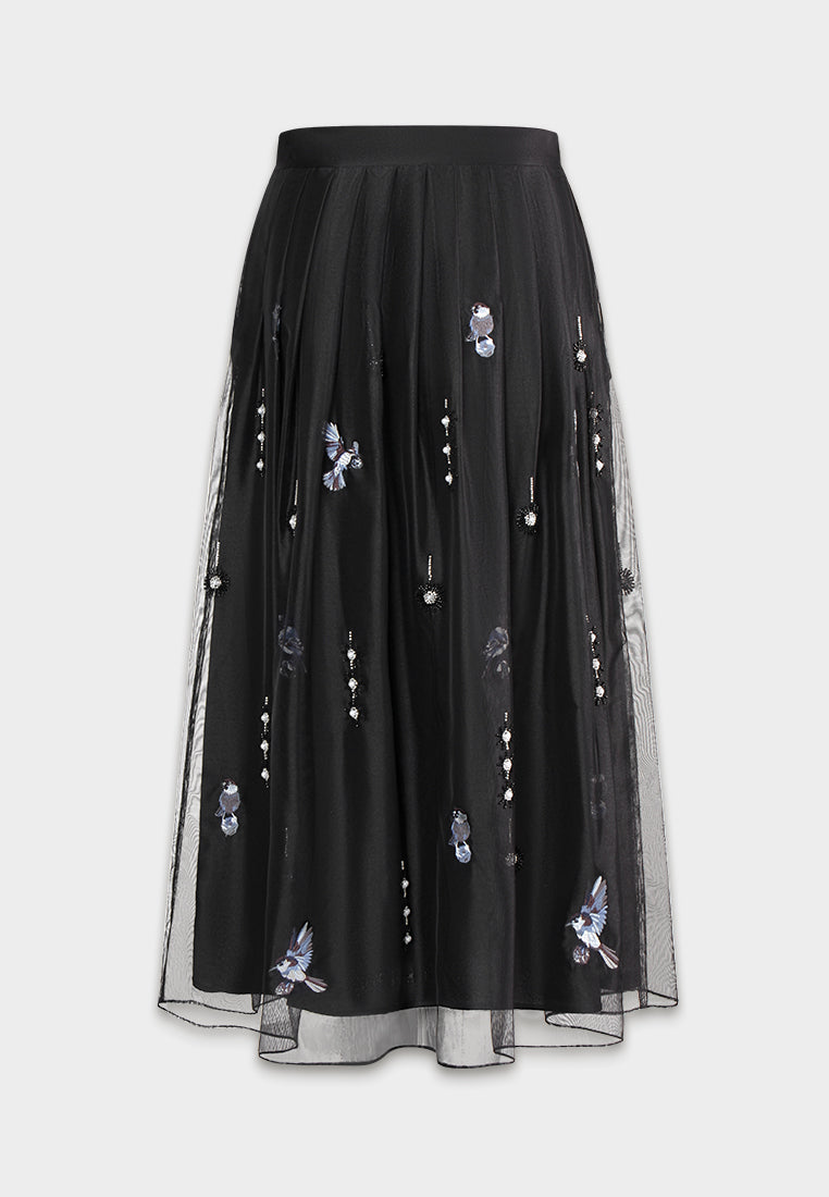 Noir Bluejay Élégance Skirt