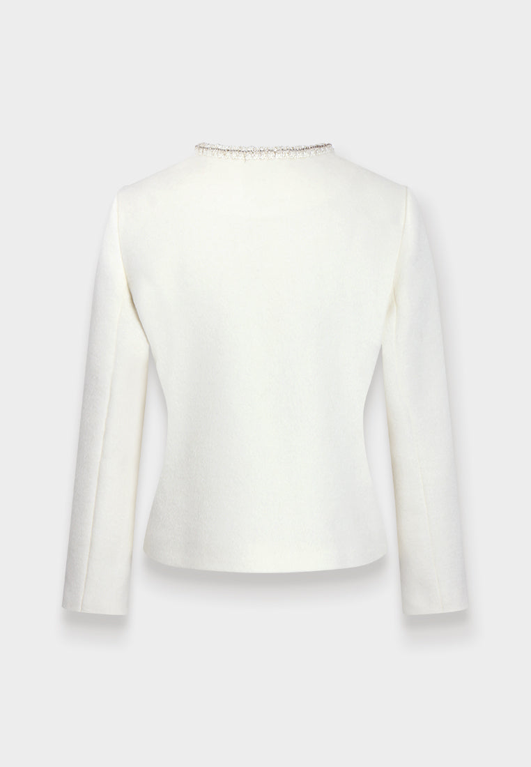 Éclat Fleurie Veste Brodé Blanc