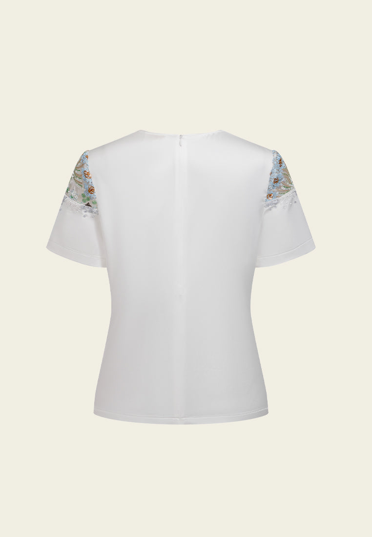 Embellished-panel High-low Hem Shirt