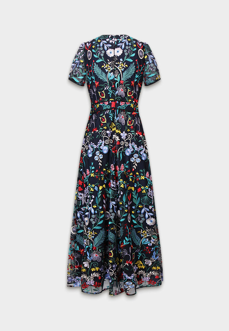 Noir Jardin Brodé Dress