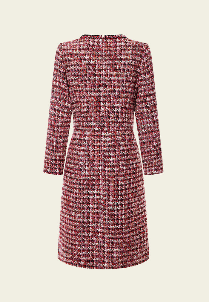 Contrasting-trim Checked Tweed Dress