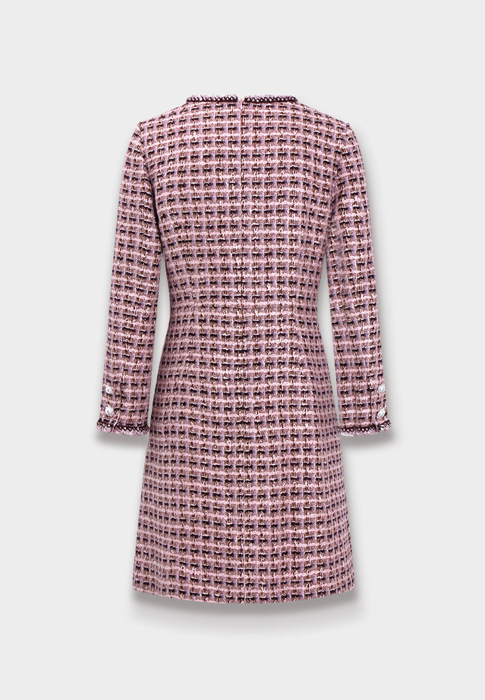 Rose Étoilé Robe en Tweed Carreaux