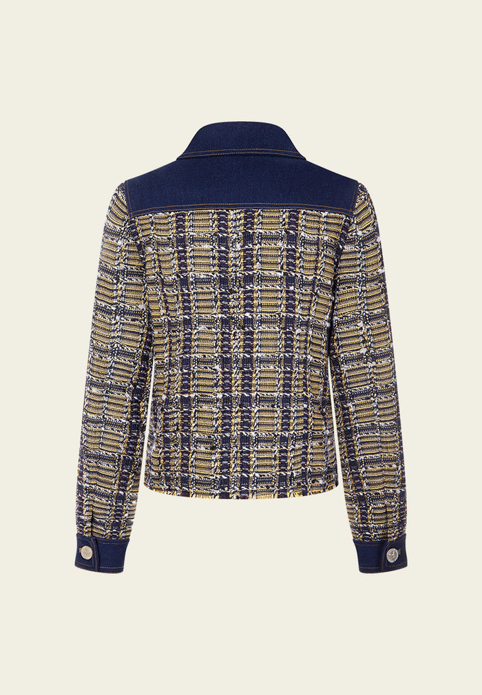 Patchwork Denim and Lurex Tweed Jacket