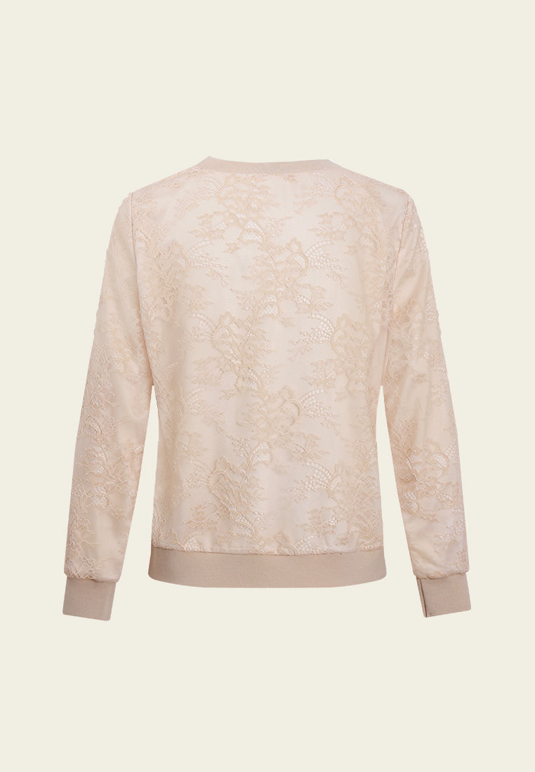 Panelled Mesh Lace Sweatshirt