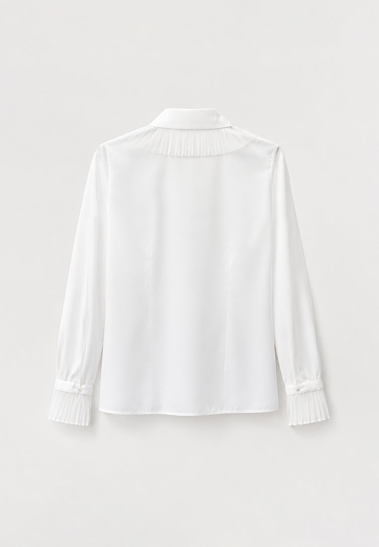 Blanc Plissé Couture Blouse