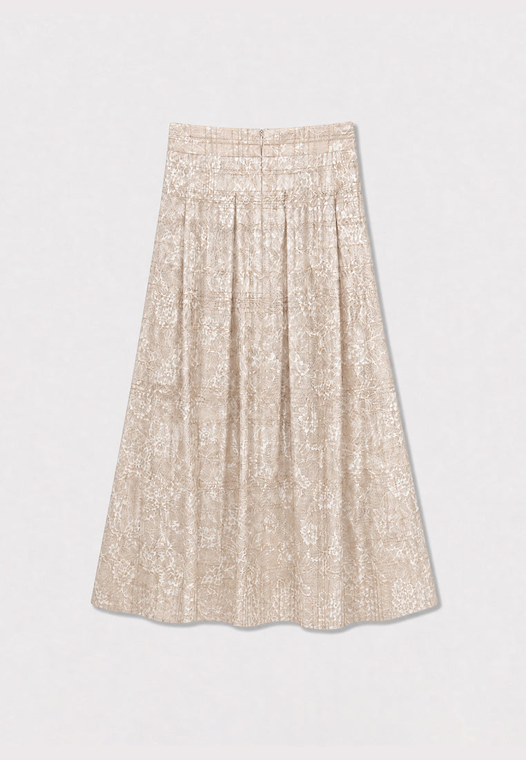Beige Florale Élégance Skirt
