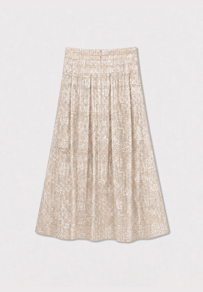 Beige Florale Élégance Skirt