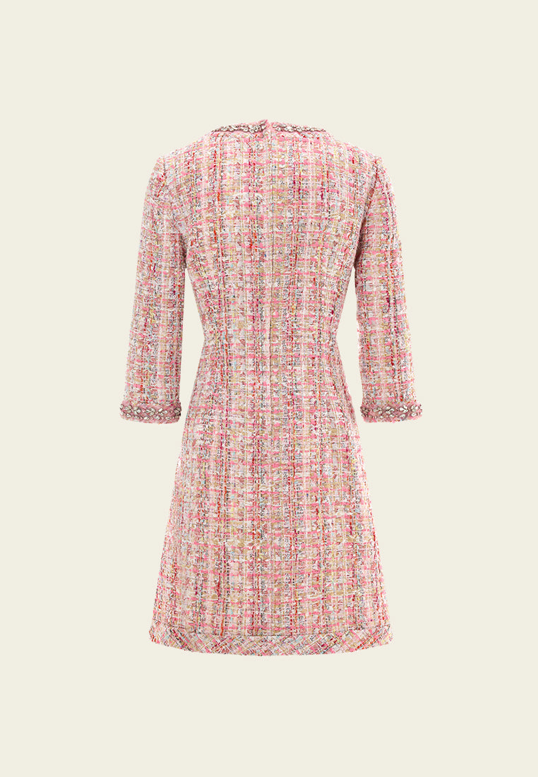 Mixed-media Woven Welt-pocket Dress