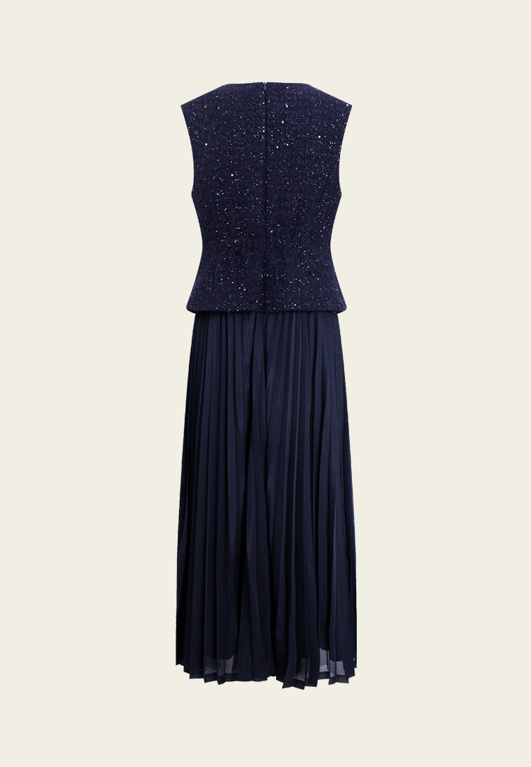 Lurex Tweed Scallop-Hem Dress